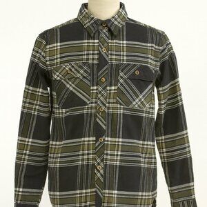 Natural Reflections Stylish Plaid Button-Up Shirt - Green/Black - Size S